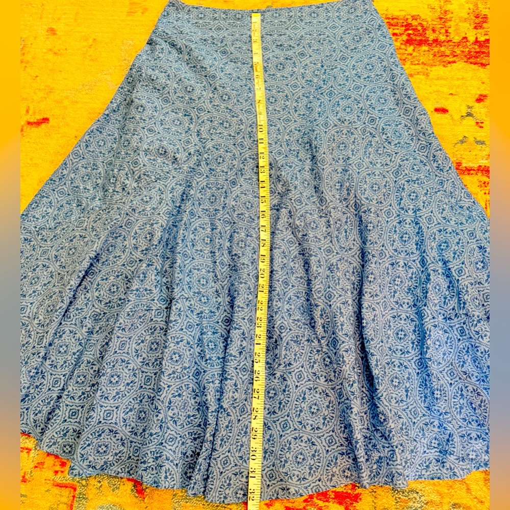 Y2K 100%cotton Charter Club Blue Patterned Women's lined midi Skirt‎ size6 - Picture 4 of 7